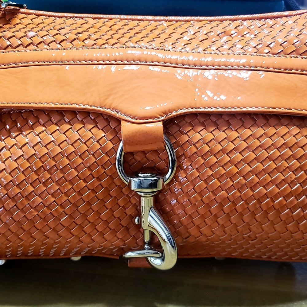 Elegant Orange Woven Leather Bag